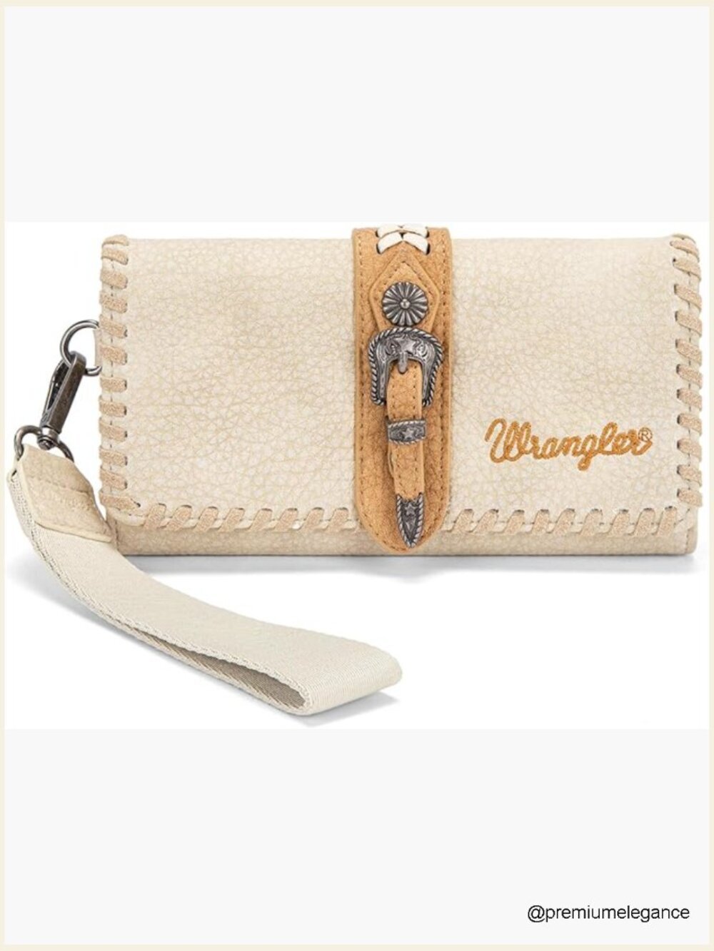 Western Wristlet Wallet with RFID Blocking, Faux Leather, Detachable Strap